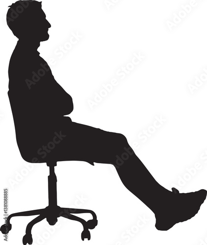vector; silhouette of side view of a man sitting on chair