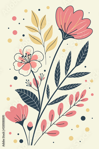 A beautifully arranged floral border design featuring delicate flowers and leaves along the edges of a 3x4 paper sheet. The center remains blank, ideal for invitations, greeting cards, and creative pr