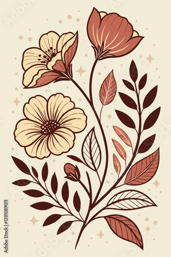 A beautifully arranged floral border design featuring delicate flowers and leaves along the edges of a 3x4 paper sheet. The center remains blank, ideal for invitations, greeting cards, and creative pr