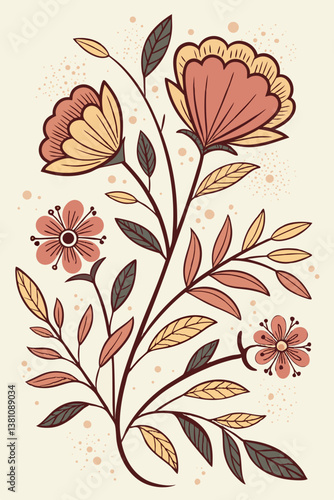 A beautifully arranged floral border design featuring delicate flowers and leaves along the edges of a 3x4 paper sheet. The center remains blank, ideal for invitations, greeting cards, and creative pr
