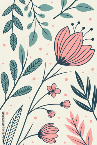 A beautifully arranged floral border design featuring delicate flowers and leaves along the edges of a 3x4 paper sheet. The center remains blank, ideal for invitations, greeting cards, and creative pr