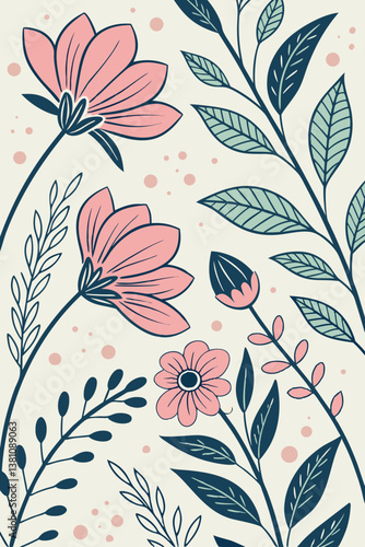 A beautifully arranged floral border design featuring delicate flowers and leaves along the edges of a 3x4 paper sheet. The center remains blank, ideal for invitations, greeting cards, and creative pr