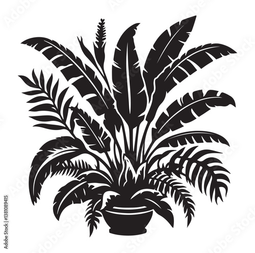 Black Plants Icons Set. Vector Illustration