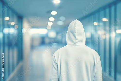 Person with Hoody in hospital corridor