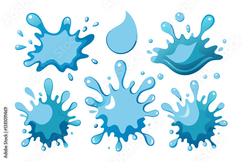 set of blue water drops