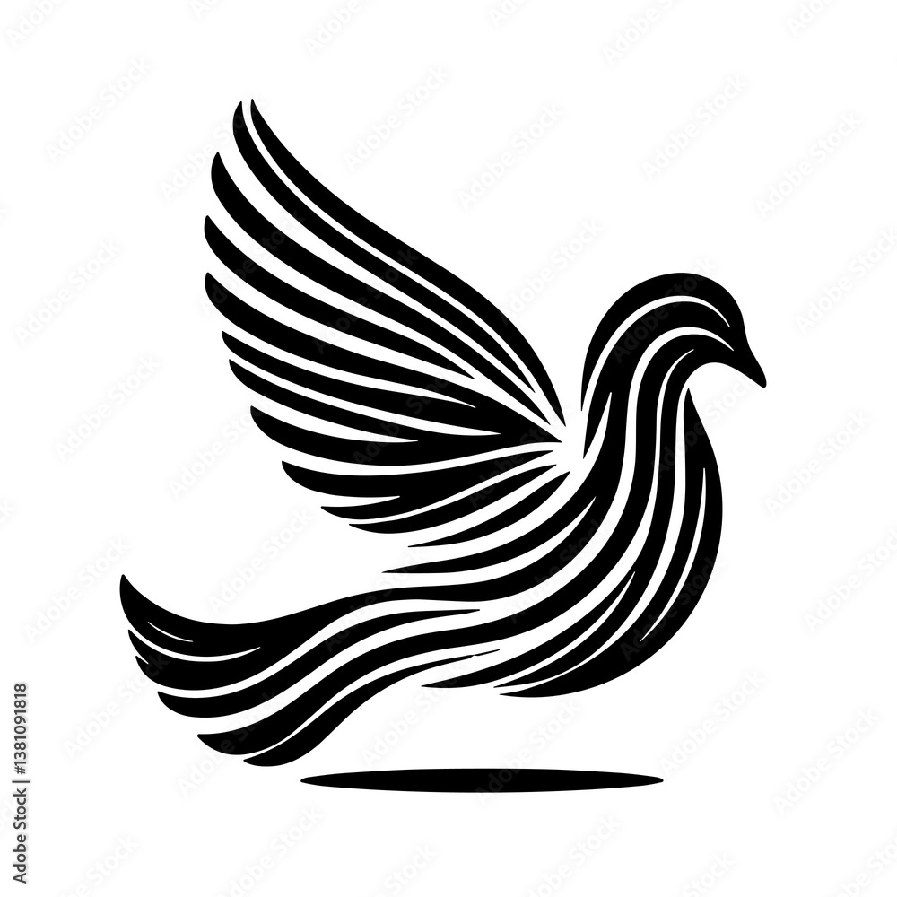 Obraz premium Stylized dove sketch in black and white representing peace, hope, or a logo design with copy space