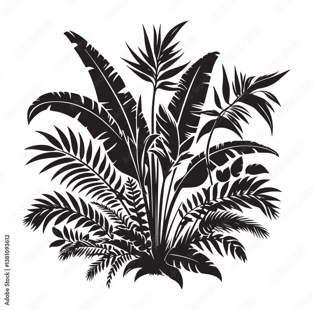 Naklejka premium Black Plants Icons Set. Vector Illustration