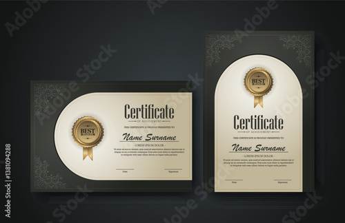 Luxury Gold achievement certificate best award diploma design