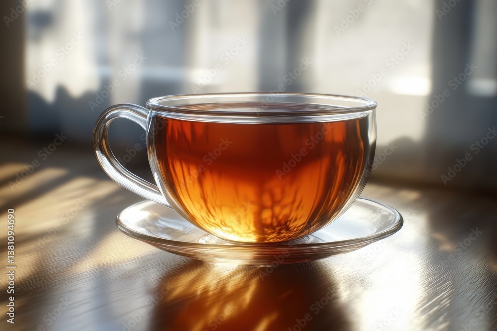 Enjoying a warm cup of herbal tea on a sunny morning by the window Enjoying a warm cup of herbal tea on a sunny morning by the window