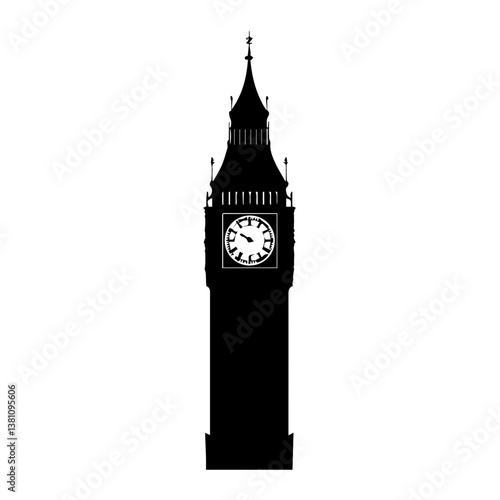 Famous British clock tower Big Ben isolated, vector, illustration