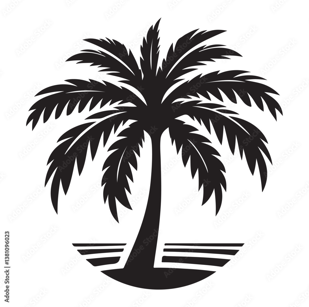 Obraz premium Palm tree silhouettes vector illustration.