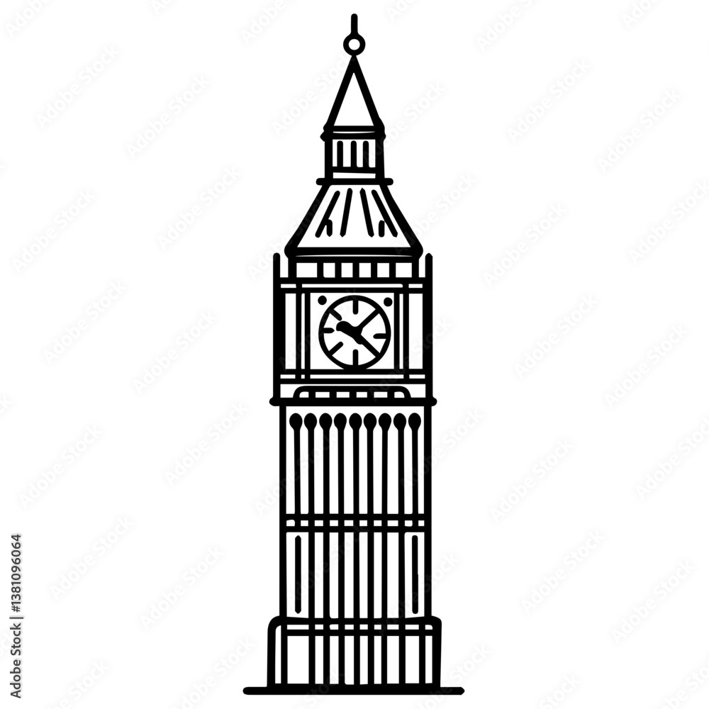Famous British clock tower Big Ben isolated, vector, illustration Famous British clock tower Big Ben isolated, vector, illustration