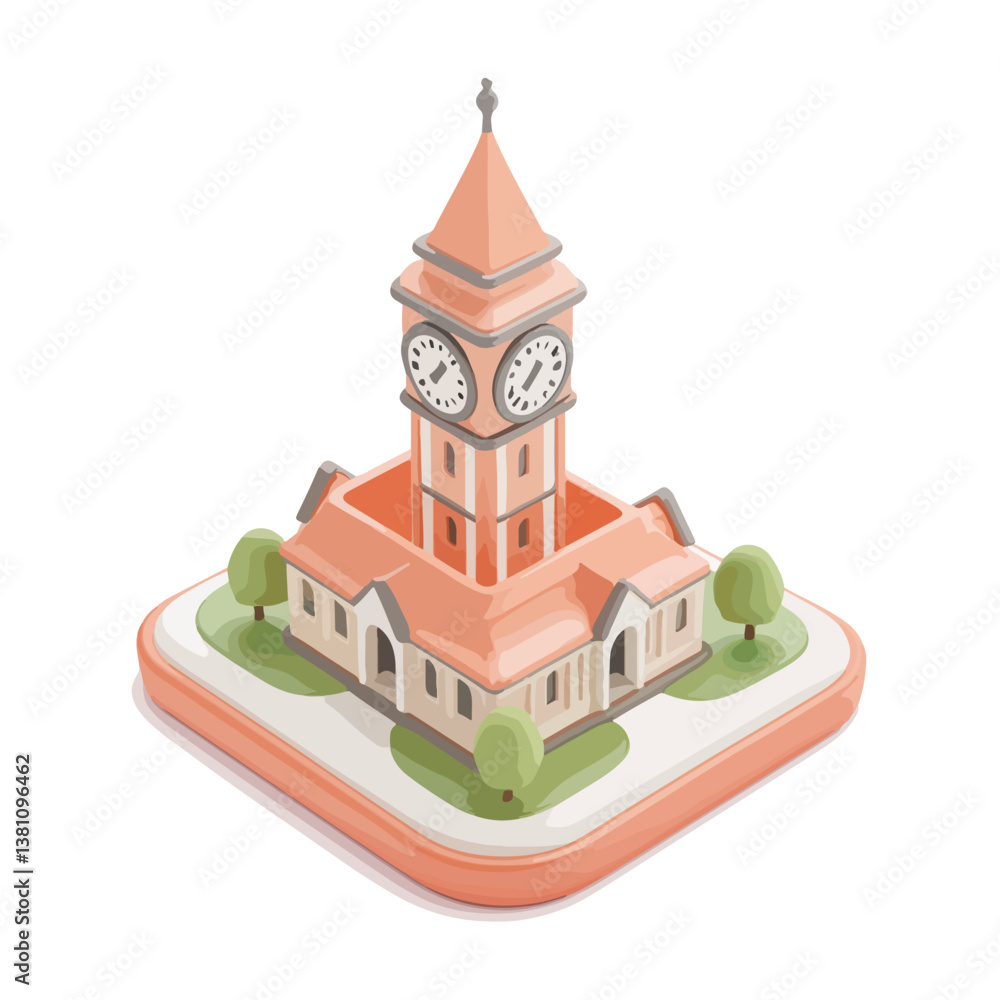 Naklejka premium Famous British clock tower Big Ben isolated, vector, illustration