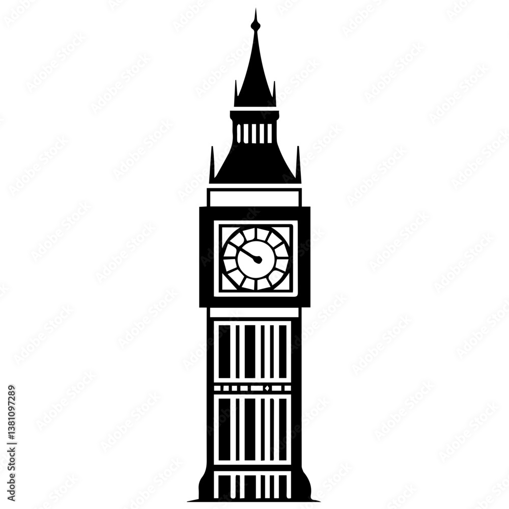 Famous British clock tower Big Ben isolated, vector, illustration Famous British clock tower Big Ben isolated, vector, illustration