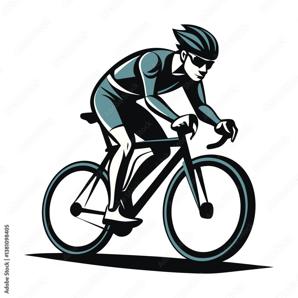 Fototapeta premium cycling racer silhouette on white background