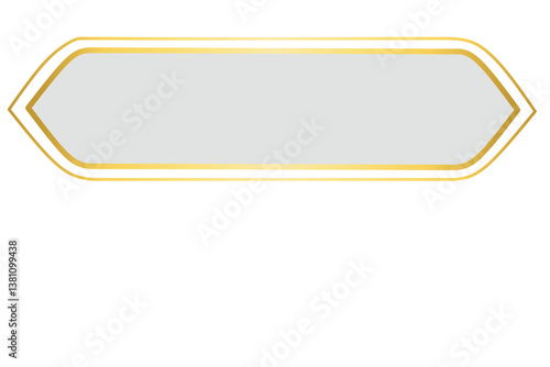Golden Islamic Label Frame, Blank Banner with Gold Border 