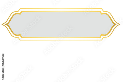 Golden Islamic Label Frame, Blank Banner with Gold Border 