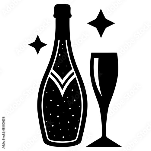 wine bottle and glass