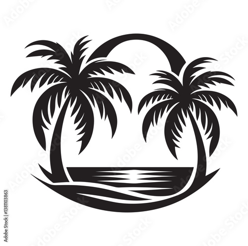 Wallpaper Mural Palm tree silhouettes vector illustration. Torontodigital.ca
