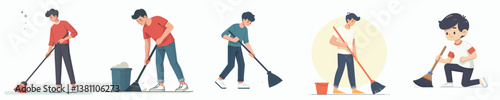 a group of youth vectors are sweeping
