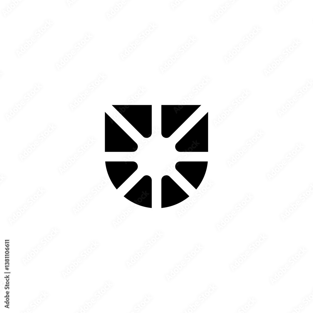U letter logo shield, starlight icon U letter logo shield, starlight icon