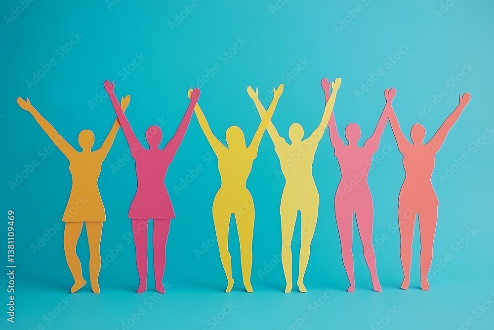 Fototapeta premium Colorful Women Teamwork Celebrating Unity