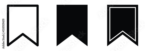 Bookmark icon set in outline and glyph style with sharp and rounded corners, collection bookmark signs. favourite sign.
