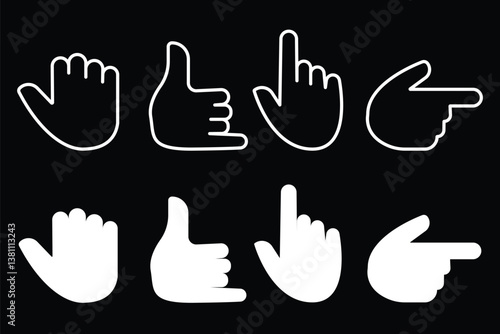 Human Hand Icons Set In Flat Style Vector Illustration. hand gesture icon. flat style.