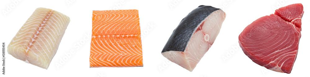 Fresh Fish Filets Cod, Salmon, Tuna, and Swordfish. Fresh Fish Filets Cod, Salmon, Tuna, and Swordfish.