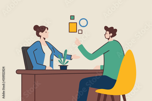 Job interview, business discussion meeting or recruitment manager, candidate answer question or career development, communication or hiring concept, business people answer question in job interview.