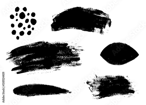Dry brush shapes collection. Hand drawn acrilic painting