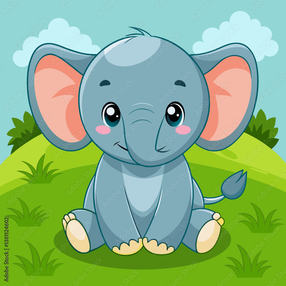 Fototapeta premium cartoon elephant with a blank sign