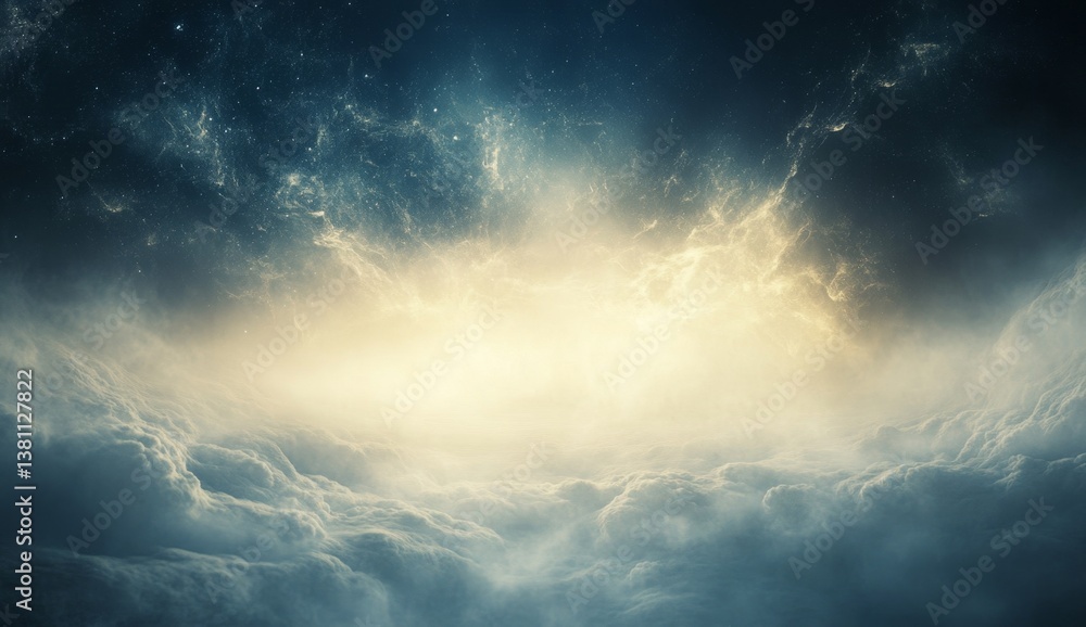 Obraz premium Vast, ominous clouds, illuminated by a celestial light source. Deep colors, dramatic lighting