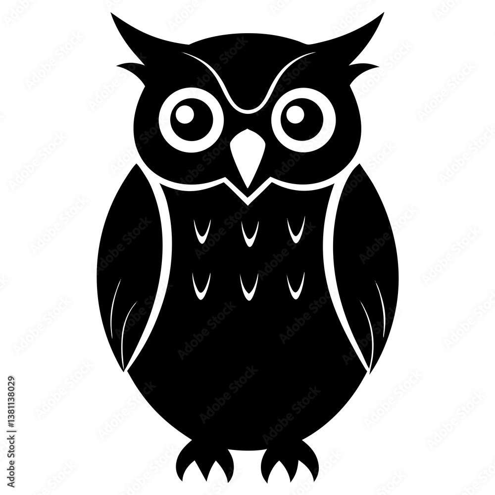 Owl silhouette vector illustration isolated on white background Owl silhouette vector illustration isolated on white background