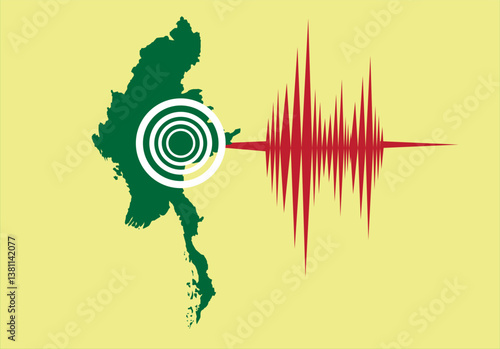 Pray for Myanmar epicenter earthquake concept. Editable Clip Art.