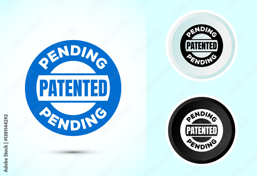 Patent pending icon design illustration, patent pending logo, badge, seal emblem, Color black and white Patent pending icon design illustration, patent pending logo, badge, seal emblem, Color black and white