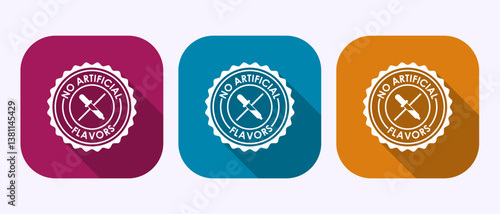 No artificial flavor icon design illustration, Artificial flavor free symbol in shadow button design