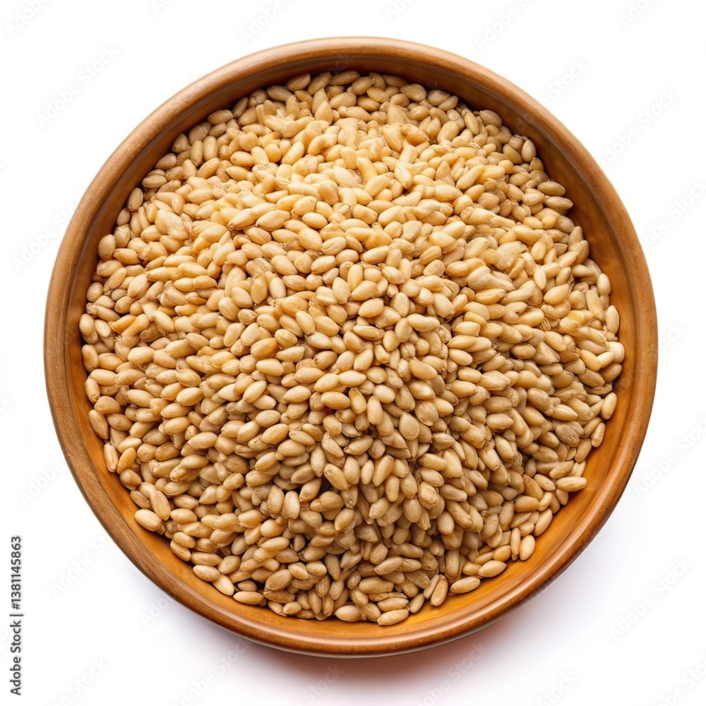 Barley in plate image on white background Barley in plate image on white background