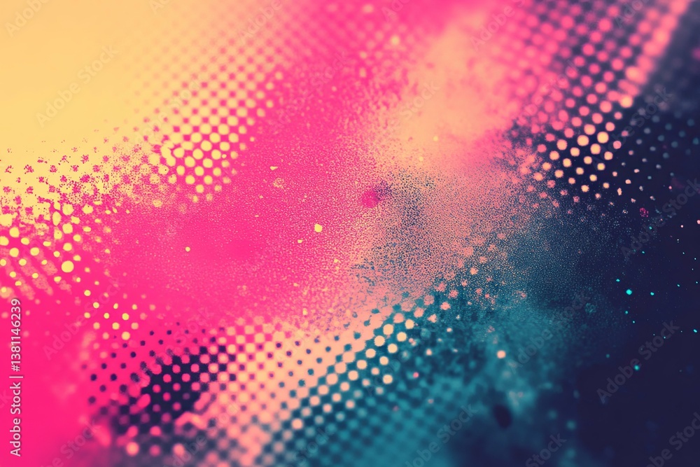 An abstract design featuring colors with halftone and sprayed effects An abstract design featuring colors with halftone and sprayed effects