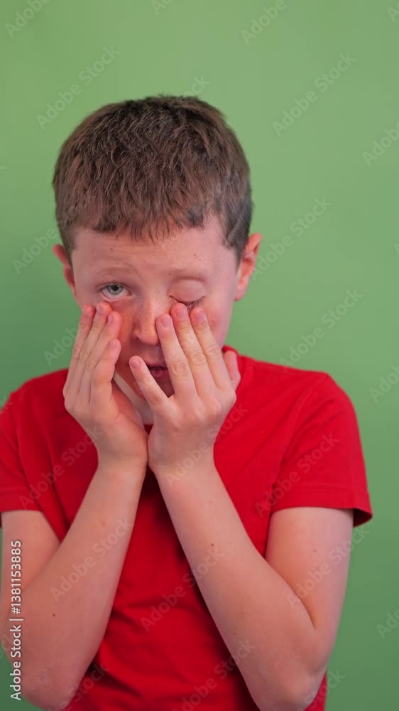 Caucasian boy laughing with a joyful expression Caucasian boy laughing with a joyful expression