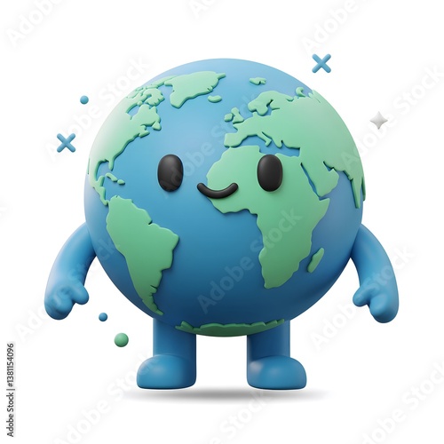 3d render of a Cartoon planet earth.