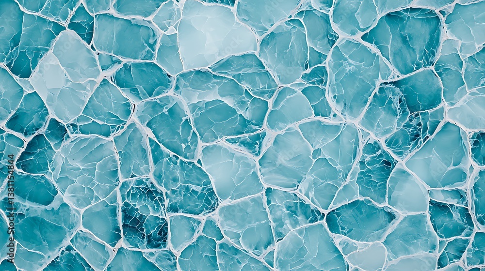 Fototapeta premium Abstract Turquoise Stone Texture: Mesmerizing Tile Pattern with White Veins for Artistic Backgrounds and Wallpapers, Decorative Elements.