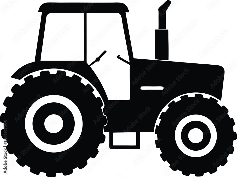 Obraz premium Tractor Silhouette Vector for Farming, Agriculture, and Rural-Themed Designs