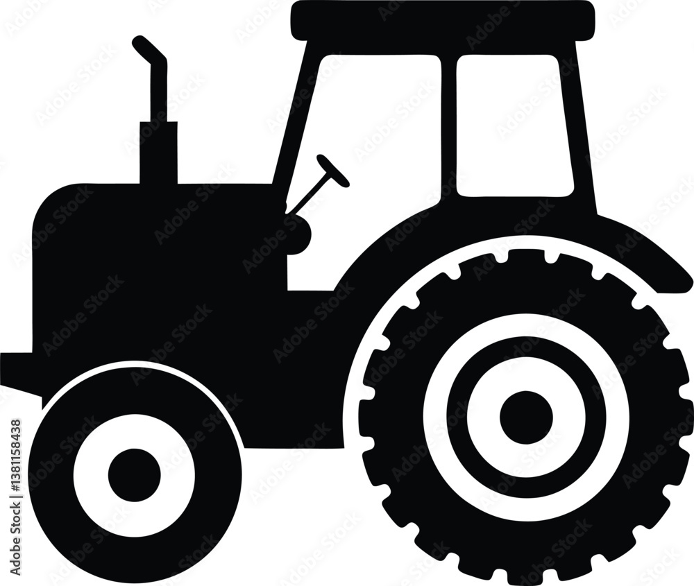 Obraz premium Tractor Silhouette Vector for Farming, Agriculture, and Rural-Themed Designs