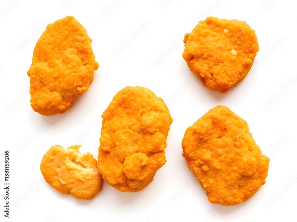 Crispy Golden Chicken Nuggets – Perfectly Fried and Delicious Bites isolated on a White Background Crispy Golden Chicken Nuggets – Perfectly Fried and Delicious Bites isolated on a White Background