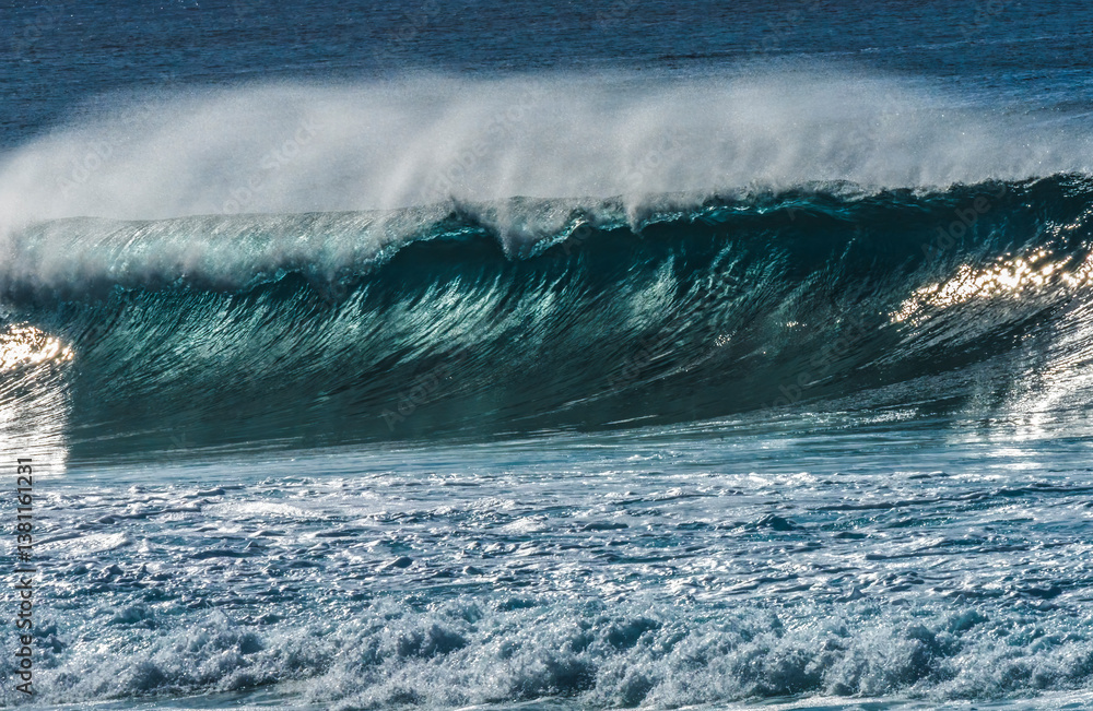 Colorful Large Wave Banzai Pipeline North Shore Oahu Hawaii