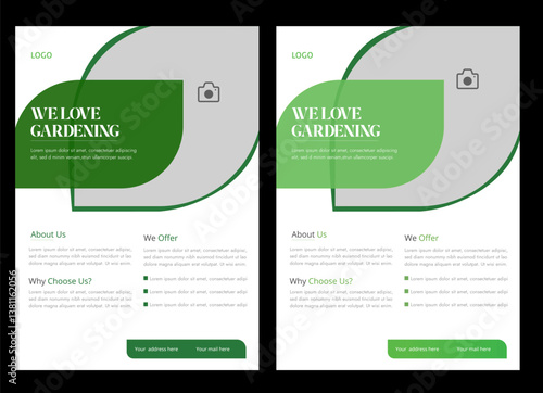 
Lawn mower landscaping garden service flyer brochure cover template. Tree and gardening service poster leaflet design. lawnmower flyer template.
