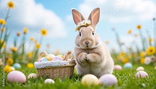 Easter bunny and easter eggs