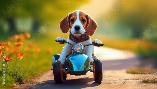 Beagle auf Roller