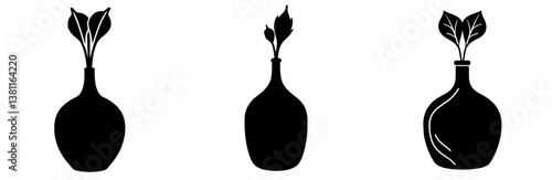 Beet Bottle Silhouette Vector Art on White Background